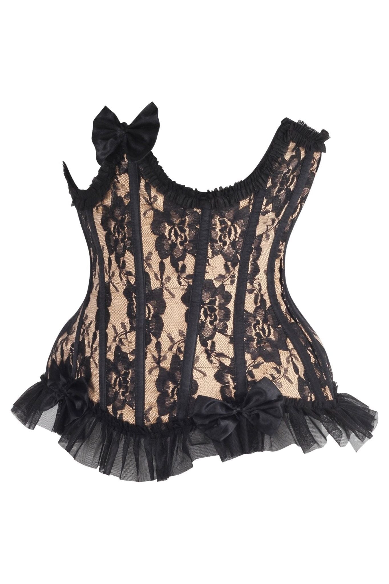 Top Drawer Steel Boned Nude/Black Lace Underwire Burlesque Underbust Corset Cincher