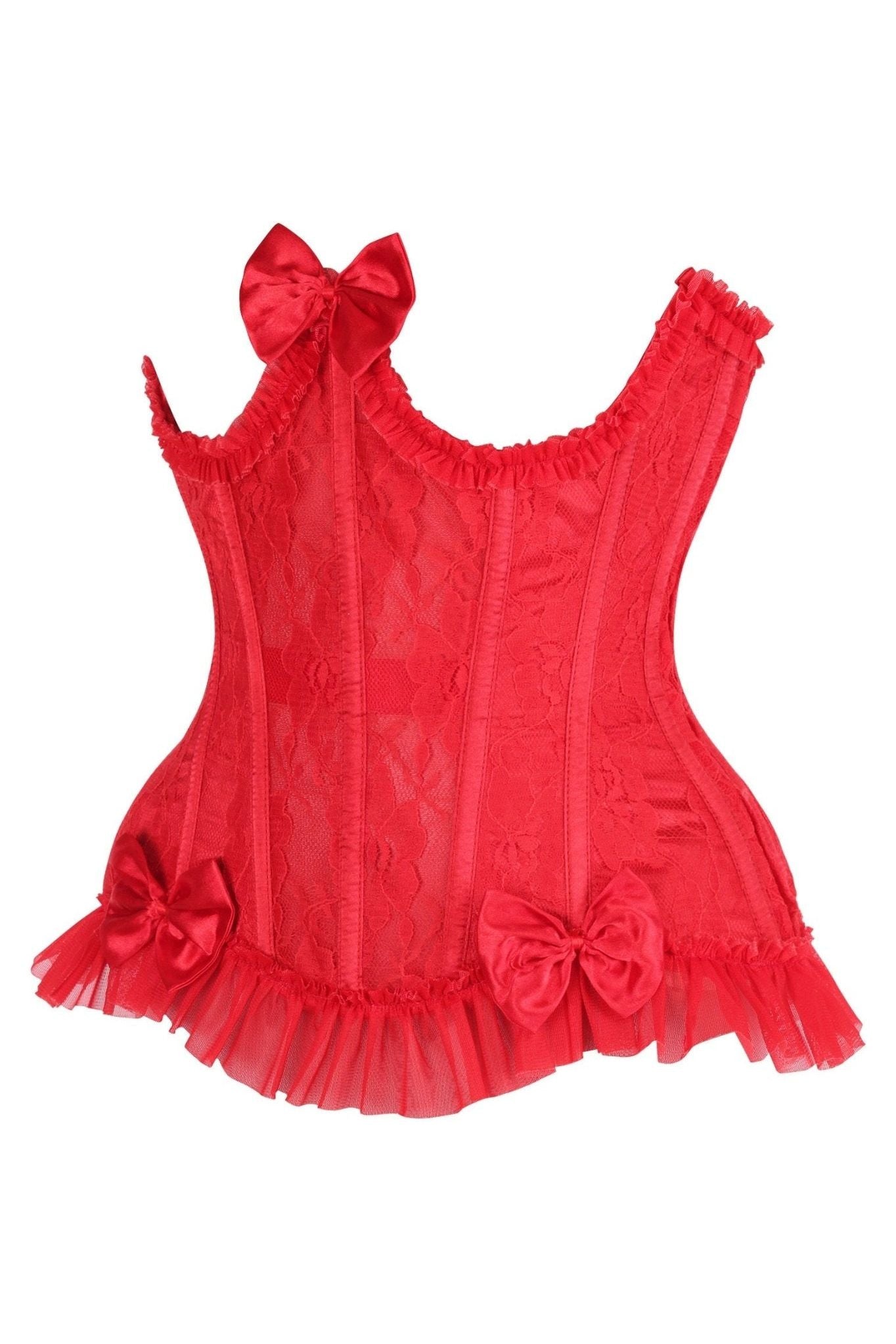 Top Drawer Steel Boned Red Lace Underwire Burlesque Underbust Corset Cincher