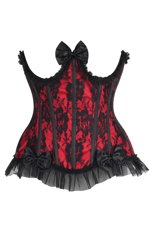 Top Drawer Steel Boned Red/Black Lace Underwire Burlesque Underbust Corset Cincher