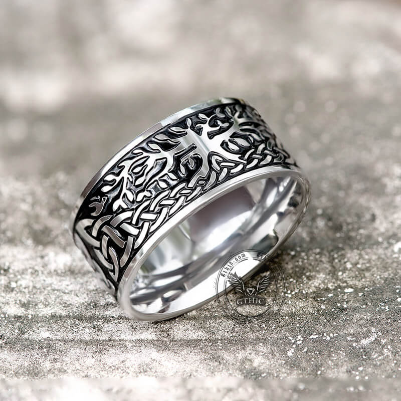 Tree Of Life Design Stainless Steel Viking Ring