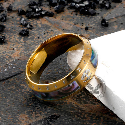 Tree Of Life Stainless Steel Shell Viking Ring