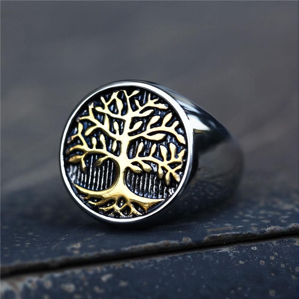 Tree Of Life Stainless Steel Viking Ring