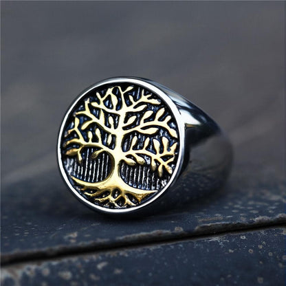 Tree Of Life Stainless Steel Viking Ring