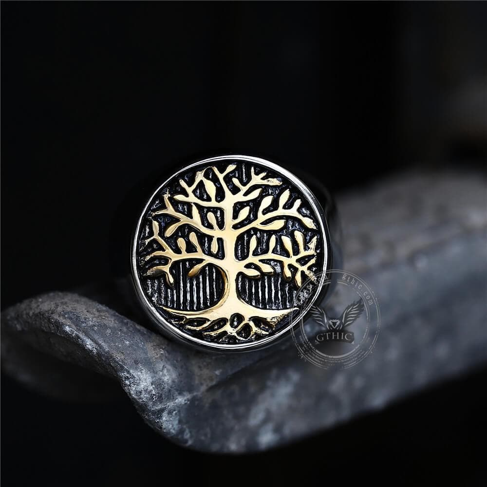 Tree Of Life Stainless Steel Viking Ring