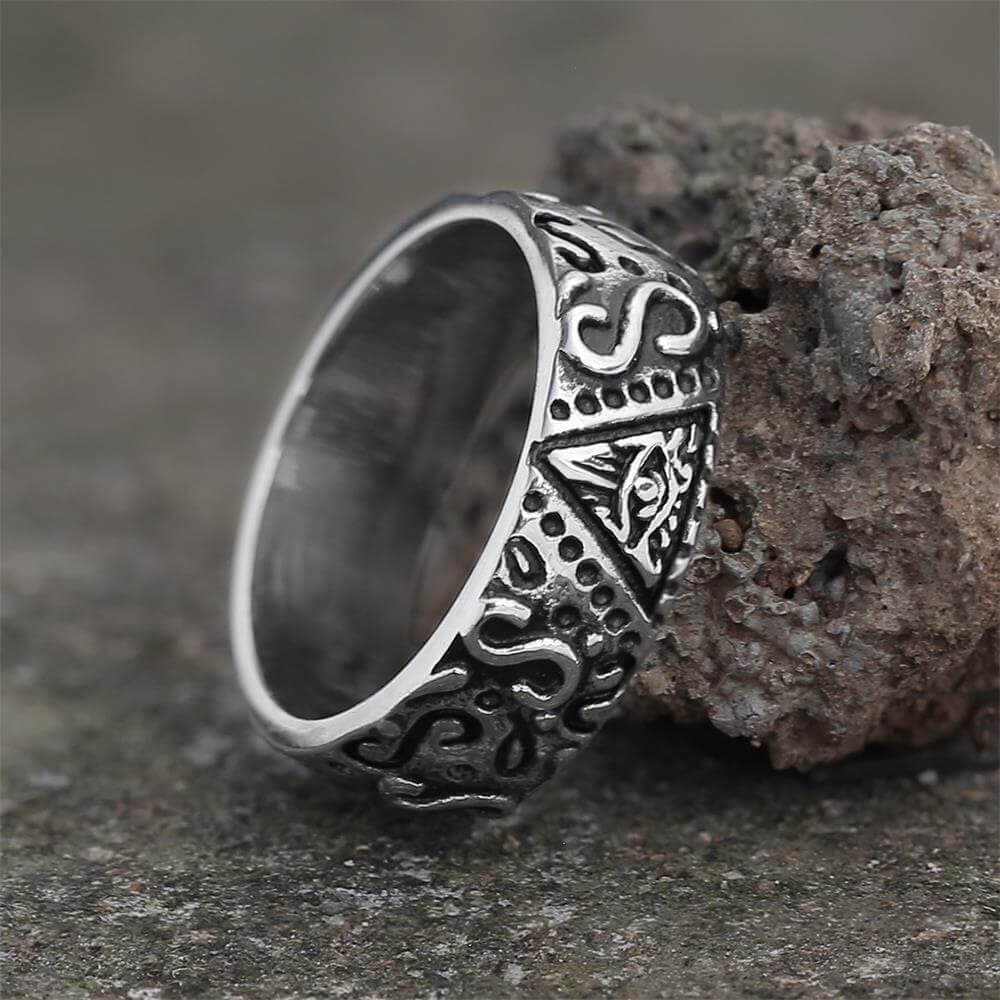 Triangle Eye of Providence Stainless Steel Masonic Ring