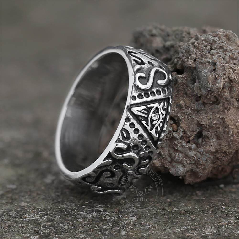 Triangle Eye of Providence Stainless Steel Masonic Ring