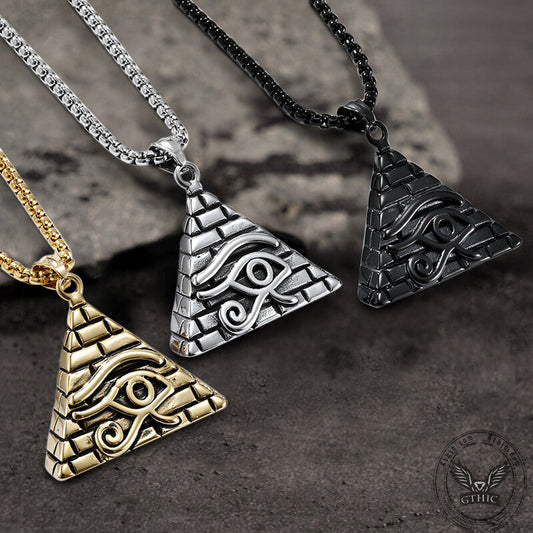 Triangle Pyramid Eye of Ra Stainless Steel Pendant