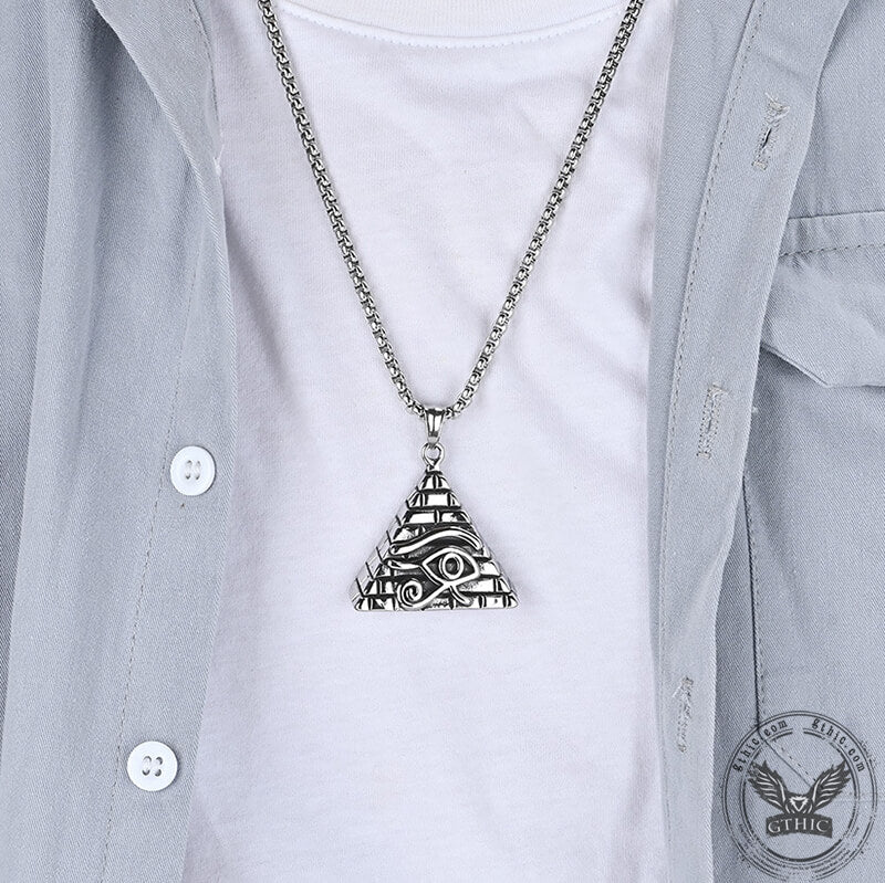 Triangle Pyramid Eye of Ra Stainless Steel Pendant