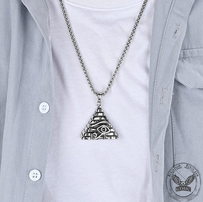 Triangle Pyramid Eye of Ra Stainless Steel Pendant