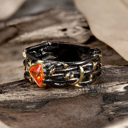 Triangle Topaz Inlaid Brass Cocktail Ring