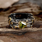 Triangle Topaz Inlaid Brass Cocktail Ring