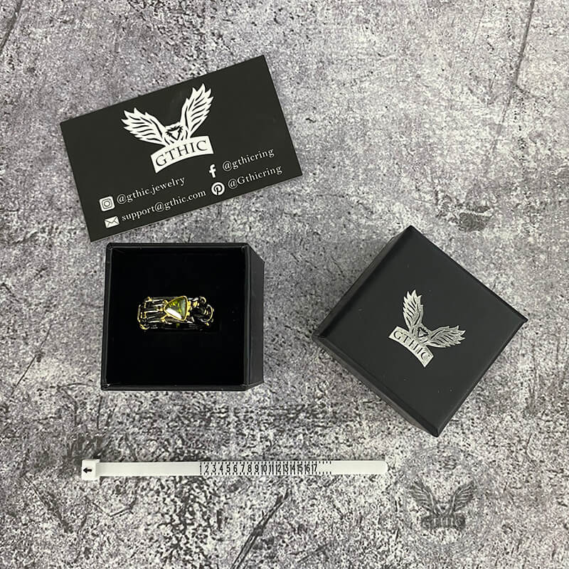 Triangle Topaz Inlaid Brass Cocktail Ring
