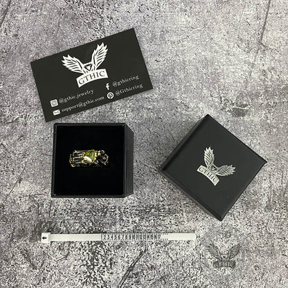 Triangle Topaz Inlaid Brass Cocktail Ring