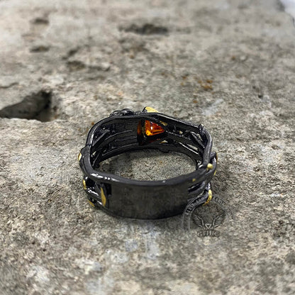 Triangle Topaz Inlaid Brass Cocktail Ring