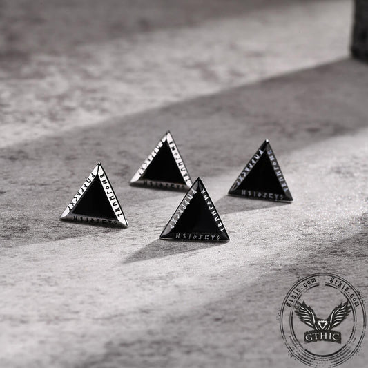 Triangular Viking Rune Stainless Steel Stud Earrings