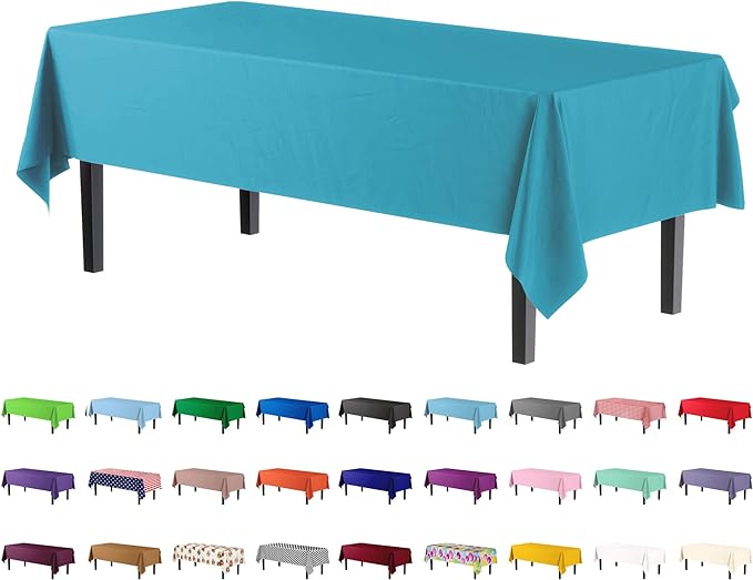 Turquoise Plastic Table Cover