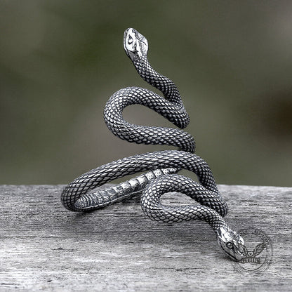 Two Headed Snake Stainless Steel Animal Ring
