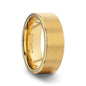 AURELIANO Yellow Gold Plating Titanium Men's Wedding Band With Flat Brushed Finish Center And Rounded Polished Edges - 8mm