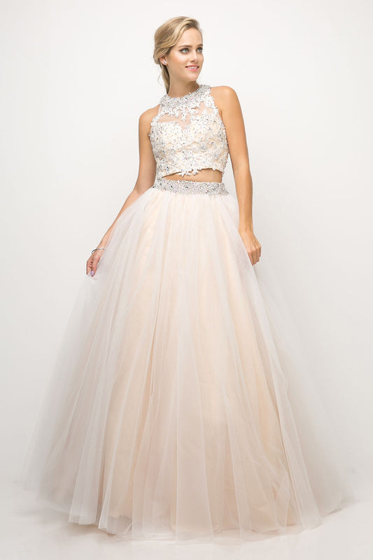 Two Piece Ball Gown with Lace Beaded Top