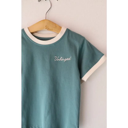Embroidered Unhinged Ringer T-Shirt for Kids