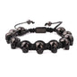 Unisex Skull Beads Gothic Bracelet with Braided Wrap