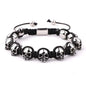Unisex Skull Beads Gothic Bracelet with Braided Wrap