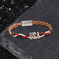 USA Independence Day Tri-Color Braided PU Leather Bracelet