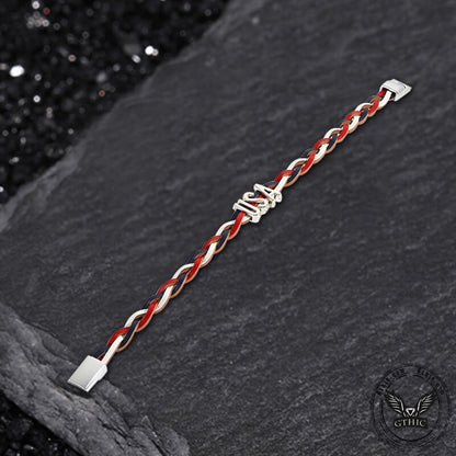 USA Independence Day Tri-Color Braided PU Leather Bracelet