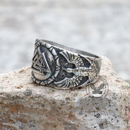 Valknut Raven Stainless Steel Viking Ring