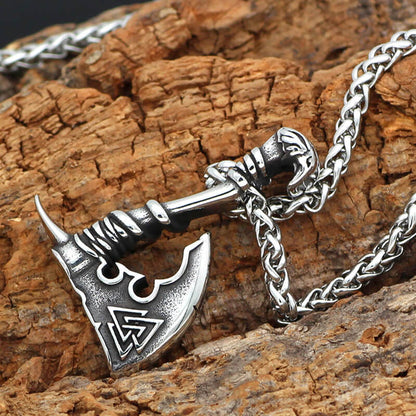 Valknut Symbol Axe Stainless Steel Viking Pendant