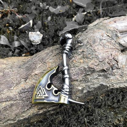 Valknut Symbol Axe Stainless Steel Viking Pendant