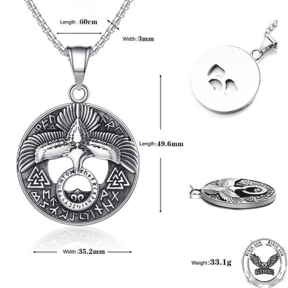 Valknut Viking Runes Eagle Stainless Steel Necklace