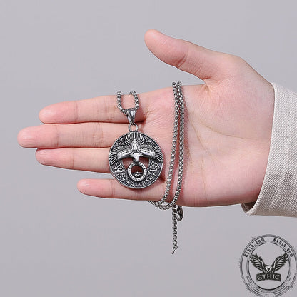Valknut Viking Runes Eagle Stainless Steel Necklace