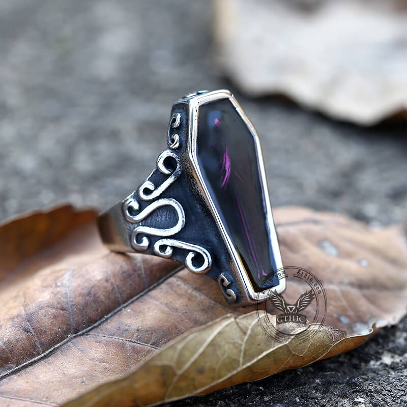 Vampire Coffin Stainless Steel Skull Ring