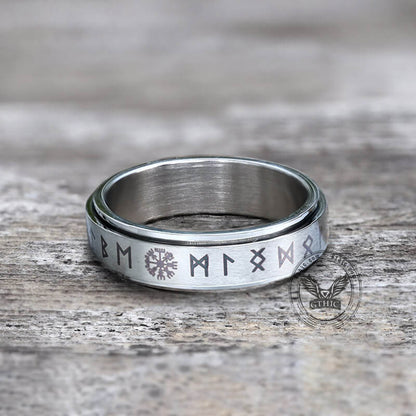 Vegvisir Runes Stainless Steel Spinner Ring