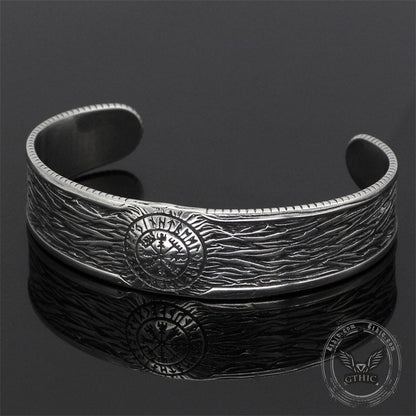 Vegvisir Runes Stainless Steel Viking Cuff Bracelet