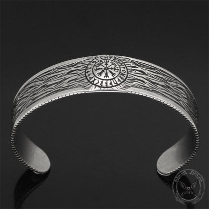 Vegvisir Runes Stainless Steel Viking Cuff Bracelet