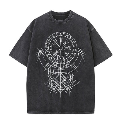 Vegvísir Viking Compass Totem Washed T-shirt