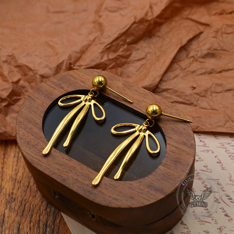 Versatile Tassel Bowknot Stainless Steel Earrings