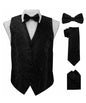 Vittorio Farina Men's Woven Paisley Vest, Necktie, Bow Tie and Pocket Square Set (Black Back)