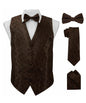 Vittorio Farina Men's Woven Paisley Vest, Necktie, Bow Tie and Pocket Square Set (Black Back)
