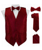Vittorio Farina Men's Woven Paisley Vest, Necktie, Bow Tie and Pocket Square Set (Black Back)