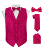 Vittorio Farina Men's Woven Paisley Vest, Necktie, Bow Tie and Pocket Square Set (Black Back)