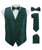 Vittorio Farina Men's Woven Paisley Vest, Necktie, Bow Tie and Pocket Square Set (Black Back)