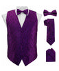 Vittorio Farina Men's Woven Paisley Vest, Necktie, Bow Tie and Pocket Square Set (Black Back)