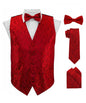 Vittorio Farina Men's Woven Paisley Vest, Necktie, Bow Tie and Pocket Square Set (Black Back)