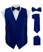 Vittorio Farina Men's Woven Paisley Vest, Necktie, Bow Tie and Pocket Square Set (Black Back)