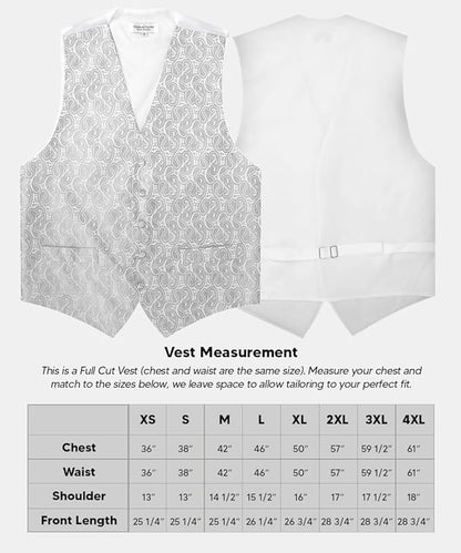 Vittorio Farina Men's Woven Paisley Vest, Necktie, Bow Tie and Pocket Square Set (White Back)