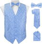 Vittorio Farina Men's Woven Paisley Vest, Necktie, Bow Tie and Pocket Square Set (White Back)