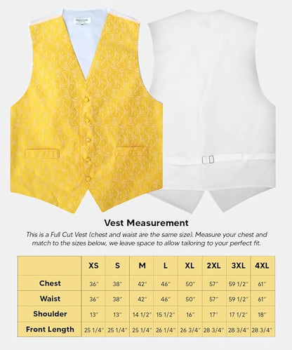 Vittorio Farina Men's Woven Paisley Vest, Necktie, Bow Tie and Pocket Square Set (White Back)